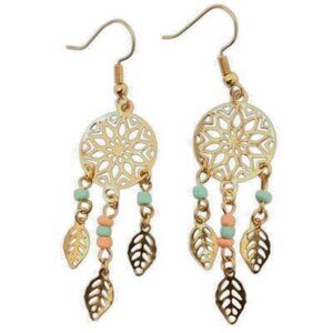 Golden Dreamcatcher Boho Earrings